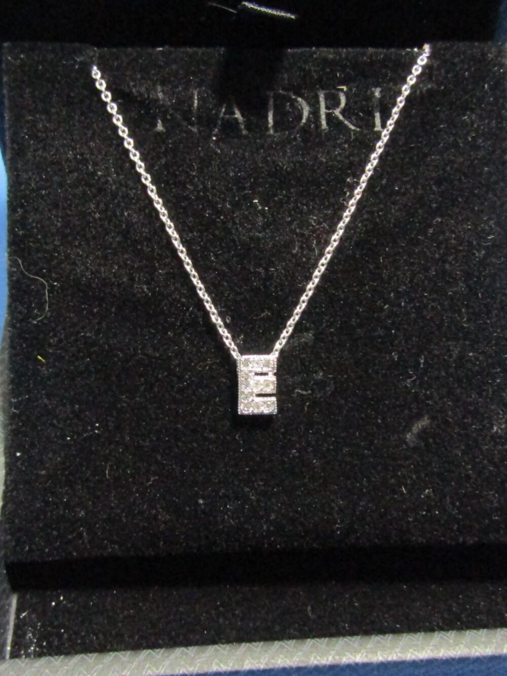 New Nadri Women's Boxed Initial Pendant Necklace "E"